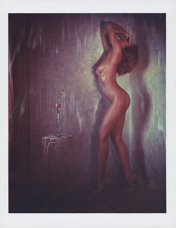 809, Polaroid, "Saint Merique", artistic, color, dress, expired, hair, long, nude, pink, portrait, "red chair"