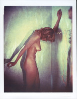 809 "Saint Merique", Polaroid, artistic, color, dress, expired, hair, long, nude, pink, portrait, "red chair"